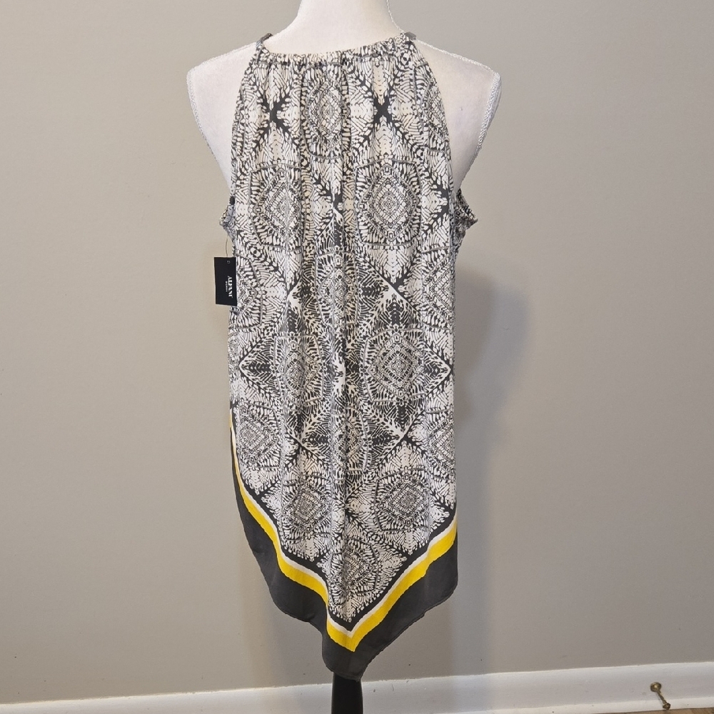 Alfani Black and White Blouse with Yellow Trim - Picture 8 of 8